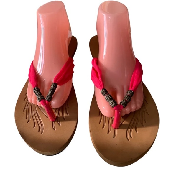 Corkys womens size 10.5/11 boho pink flip-flops - Picture 2 of 9